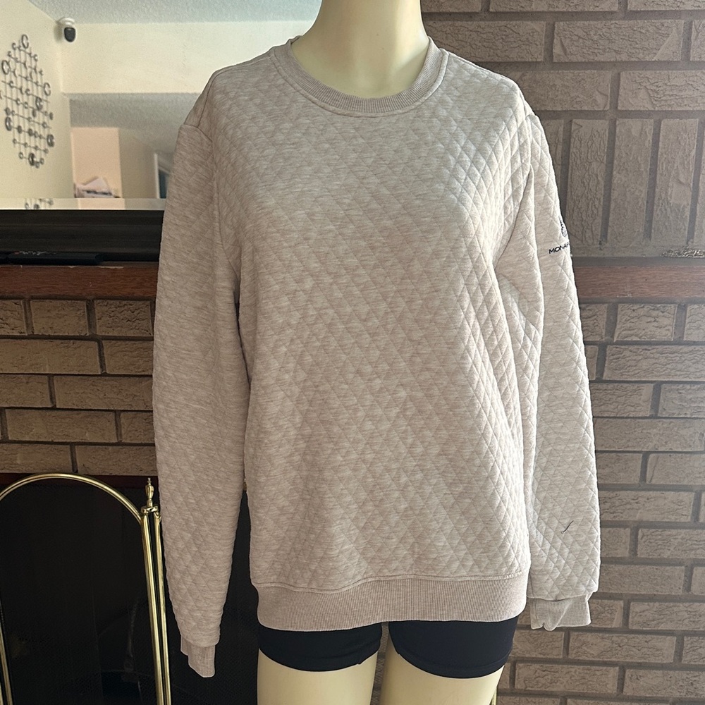 Marine Layer Women's Quilted Crew Neck Sweater - Light Gray